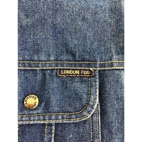 Vintage London Fog Size Small (16) Blue Denim Jean Turbo Jacket - Picture 11 of 14